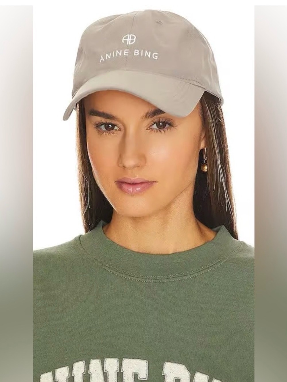 Anine Bing Jeremy Beige Logo Baseball Cap small flaw